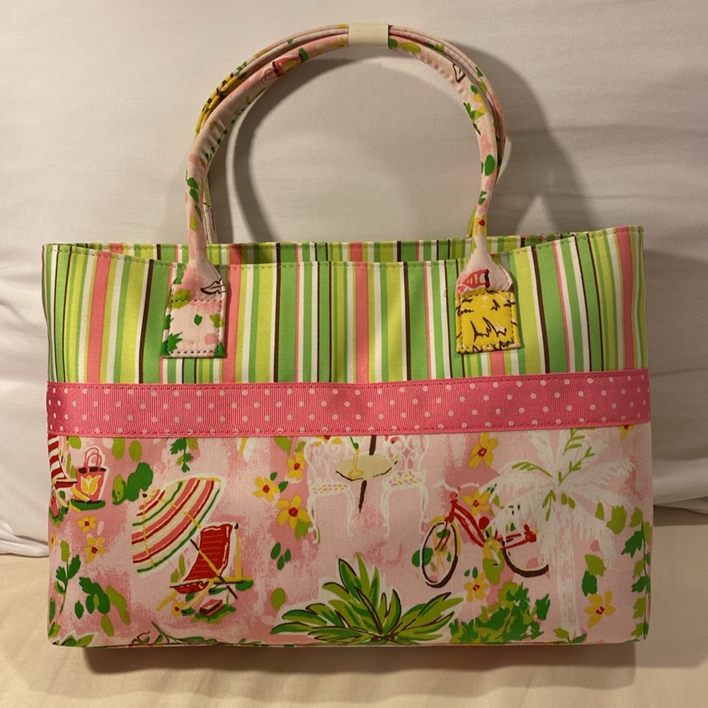 Talbots Handbag  NWT Vacation Beach Scene Zipper Top